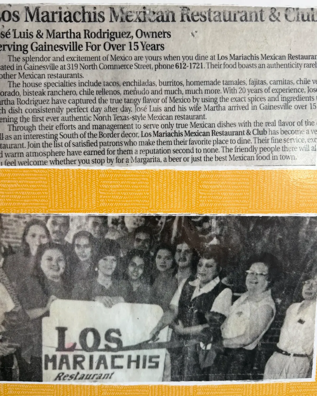 Los Mariachis Mexican Restaurant Featured in Local Gainesville Daily Register Article