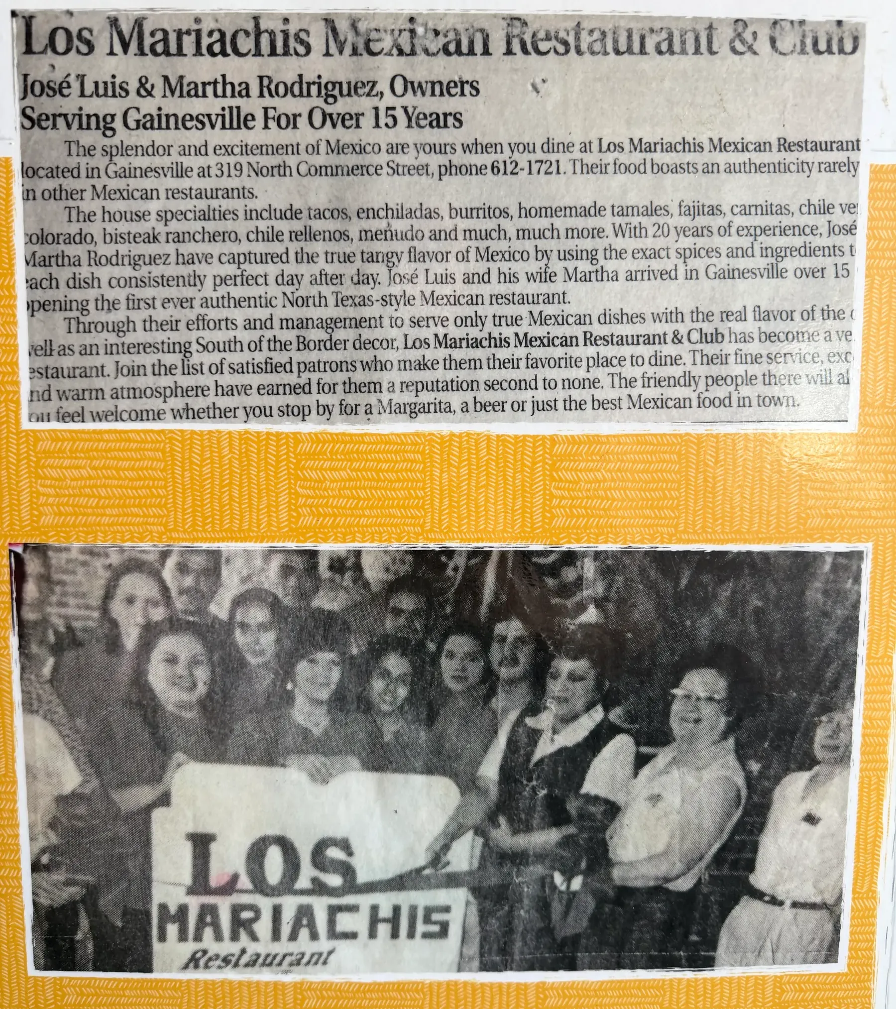 Los Mariachis Mexican Restaurant Featured in Local Gainesville Daily Register Article